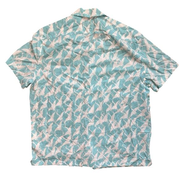 J Crew Shirt Mens L Blue Casual Button Down Short Sleeve Tropical Animal Print - Picture 9 of 10